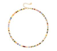 Aobei perle bohême coloré simulé-céramique perles de lave choker collier réglable perles d'argile pierre précieuse bijoux pour les femmes 15 "