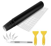 AOBETAK Carbone Autocollant Fibre Voiture avec Grattoirs Plastique,300 X 30 cm Adhésif Covering Stickers Film en Vinyle pour Voitures,Bricolage Et Moto,intérieur/Extérieur,3D Texturé,Noir Mat