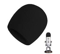 AOBETAK Mousse Micro Anti Bruit,Bonnette Filtre Micro Anti Vent Pop pour Microphone à Condensateur Blue Yeti,Yeti Pro,Noir