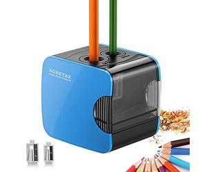 AOBETAK taille crayon électriques avec réservoir, USB et alimenté par piles, Aiguiseur automatique Taille-crayons électrique robuste pour crayons de couleur et No.2