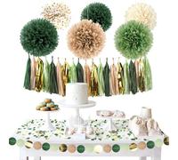 AOBKIAT Décorations de fête de mariage vert sauge,28 pièces de papier de soie Pom Poms,pour l'anniversaire de la fille,de la femme,de la mariée,de la douche de bébé,fournitures de fête de mariage boho