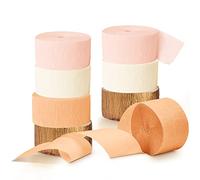 AOBKIAT Lot de 8 serpentins en papier crépon doré, rose et blanc - Décorations de fête pour mariage, enterrement de vie de jeune fille, Saint-Valentin, anniversaire, fête prénatale, anniversaire de