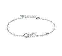 AOBOCO Bracelet Infini pour Femme Argent Sterling 925 Bracelet Réglable, Cadeau pour l'anniversaire de Noël Saint Valentin (F-Light Purple Crystal_June Birthstone)