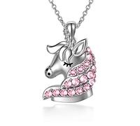 AOBOCO Collier Pendentif Licorne en Argent Sterling 925, Cadeaux d'Anniversaire Bijoux Licorne pour Filles Femmes Enfant (Rosa)