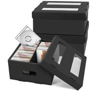 AOBOPLE 3 boîtes de rangement pour CD, 3 boîtes avec 2 compartiments pour 180 CD dans des étuis joyaux, 360 CD dans des étuis minces et 990 CD dans des étuis CD/DVD