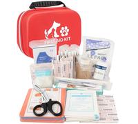 AOBOPLE Kit de premiers secours 84 pièces pour chien et chat, pharmacie de voyage pour chien et animaux de compagnie, kit de premiers secours pour les soins à la maison et pour les urgences lors de