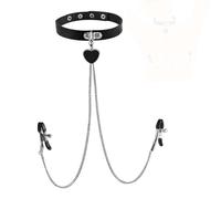 AOBORE Chaîne minimaliste noire en forme de cœur, un accessoire indispensable pour les avant-gardistes inspirés par le punk