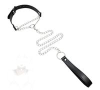 AOBORE Collier à anneaux en cuir noir, idéal pour embellir le corps