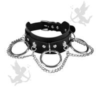 AOBORE Collier circulaire en métal, scène de jeu de rôle, chaîne gothique à maillons, fermoir verrouillé en cuir, taille ajustable