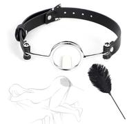 AOBORE Ensemble 2 pièces avec collier en cuir noir, design ajustable