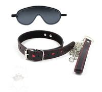 AOBORE Ensemble 2 pièces collier en cuir noir à motif cœur, collier cœur rouge