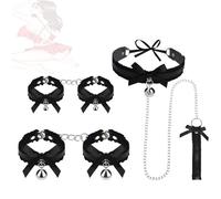 AOBORE Ensemble de 3 pièces en cuir noir pour les loisirs : menottes, chevilles et collier
