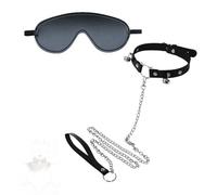 AOBORE Ensemble de deux colliers en cuir noir, avec un motif en forme de chat orné de clochettes