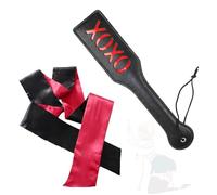 AOBORE Ensemble de deux pagaies en cuir noir XOXO, fabrication en cuir souple mais résistant