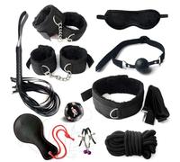 AOBORE Ensemble de jeux de rôle en cuir noir (10 pièces), idéal pour les soirées