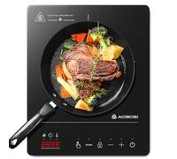 Aobosi Plaque de cuisson à induction unique avec corps portable ultra fin (32 x 26 x 4,2), 20 niveaux de puissance et de température, fonction booster 2000 W, verrouillage de sécurité, minuterie 10 h