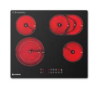 Aobosi Plaque Vitrocéramique 4 Feux, Plaque de Cuisson Vitrocéramique avec Commande Tactile, 9 Niveaux de Puissance,Fonction Pause,6600 W, Verrouillage de Sécurité, Timer 99 Min