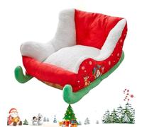 AOBUJDUB Christmas Dog Bed, Lit Traîneau de Noël pour Chien, Petit Lit Traîneau en Peluche pour Chien, Festive Plush Cozy Dog Bed