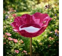 AOBUJDUB Handmade Metal Flower Garden Stake Bird Bath, for Yard, Lawn & Patio Decor(Pink,1pcs)