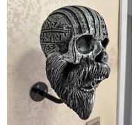 AOBUJDUB Porte Casque Moto Tete de Mort, Support de Casques Squelette en Résine Synthétique Décoratif Mural pour VéLo, Balles Baseball, Casque Rugby(1pcs 20x6x18cm)