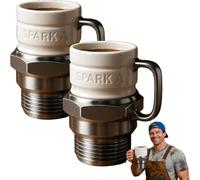 AOBUJDUB Spark Plug Mug, Automotive Spark Plug Coffee Mugs, Unique Auto-Inspired Gift, Ceramic Coffee Cup for Car Lovers(2pcs)