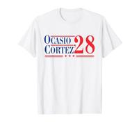 AOC Alexandria Ocasio Cortez 2028 for President Election T-Shirt Graphique avec Valeur, Homme, Blanc, M