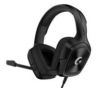AOC Casque de jeu filaire pour PS5, PC, Xbox Series X/S, Switch, 207 g, ultra léger, basse stéréo, câble de 200,7 cm avec répartiteur de 3,5 mm, microphone transparent, noir