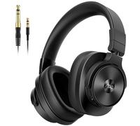 AOC Casque filaire supra-auriculaire DJ Studio avec 72 heures de lecture, prise jack 3,5 mm/6,35 mm, câble spiralé amovible pour mixage, enregistrement, podcast, ampli de guitare, piano, PC - Noir