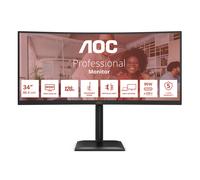 AOC CU34E4CV - Moniteur LCD 34" WQHD 120Hz, VA incurvé 1500R, HDR10, Hub USB 3.2 Gen 1, Commutateur KVM, USB-C PD 90W, Anti-Blue Light
