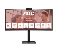 AOC CU34E4CW Moniteur PC LED 34" UltraWide Quad HD 3440x1440 120Hz VA 4ms HDR10 Hub USB 3.2 Gen 1, Webcam 5MP, Speaker 10W, USB-C 90W