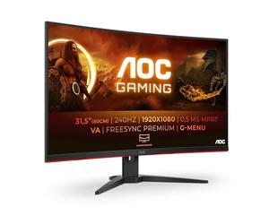 AOC Écran gaming incurvé C32G2ze 80 cm (31,5 pouces) (FHD, HDMI, DisplayPort, temps de réponse MPRT de 1 ms, 1920 x 1080 px, 240 Hz, FreeSync Premium) noir