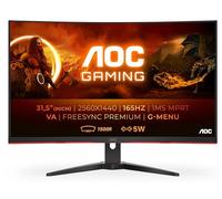 AOC Écran gaming incurvé CQ32G2SE 80 cm (31,5 pouces) (FHD, HDMI, DisplayPort, temps de réponse MPRT de 1 ms, 2560 x 1440 px, 165 Hz, FreeSync Premium) noir/rouge
