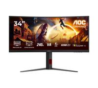 AOC G4 CU34G4Z, 86,4 cm (34'), 3440 x 1440 pixels, Wide Quad HD, LED, 1 ms, Noir, Rouge