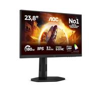 AOC Gaming Moniteur 24G4X 23.8 pouce 180Hz Fast IPS Dalle, 0.5ms MPRT, HDR10, G-Sync Compatible, Ajustable en hauteur, Haut-parleurs, (1920x1080 HDMI 2x 2.0 DP 1x 1.2) Noir