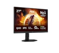 AOC Gaming Moniteur Q27G4XD 27 Pouce 180Hz Fast IPS Dalle, 0.5ms MPRT, HDR400, G-Sync Compatible, Ajustable en Hauteur, (2560x1440 HDMI 2X 2.0 DP 1x 1.4) Noir