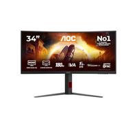 AOC Moniteur Incurvé, CU34G4CA 34 Pouce 180Hz Fast VA Dalle, 1ms GtG, HDR400, FreeSync, Ajustable en Hauteur, USB Hub(3440x1440 HDMI 2X 2.0 DP 1x 1.4) Noir