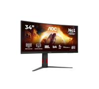 AOC Moniteur Incurvé, CU34G4CAP 34 Pouce 180Hz Fast VA Dalle, 1ms GtG, HDR400, FreeSync, Ajustable en Hauteur, USB Hub(3440x1440 HDMI 2X 2.0 DP 1x 1.4) Noir