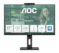 AOC Q27P3QW Moniteur QHD 27 ", Webcam 2 MP, Hauteur réglable, Haut-Parleur (2560 x 1440, 75 Hz, HDMI, DisplayPort, hub USB) Noir