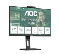 AOC Q27P3QW Moniteur QHD 27 ", Webcam 2 MP, Hauteur réglable, Haut-Parleur (2560 x 1440, 75 Hz, HDMI, DisplayPort, hub USB) Noir