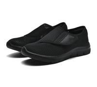 Aocase Basket Femme Chaussure de Marche sans Lacets Mesh Respirant Confortable Casual Sport Running Fitness Gym Sneakers Chaussures Large et Confortable pour Pieds Gonflés,Noir,43/265mm