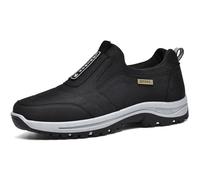 Aocase Chaussure de Marche Homme en Cuir Suédé sans Lacets Baskets de Randonnée en Plein air orthopédiques à Enfiler Chaussures de Trail Antidérapantes et Large,Noir,45/275mm