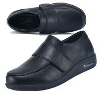 Aocase Chaussure Diabetique Chaussures Extra Large Chaussures de Ville en Cuir Extra Larges avec Sangle à Scratch Homme Pantoufle Santé pour âgées Pieds,Noir,43.5 EU
