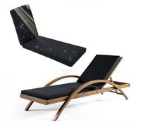Aocase Coussin Bains de Soleil, Coussin Épais pour Chaise Longue de Jardin, Matelas Pliable pour Transat Extérieur, aux éclaboussures Résistant aux Intempéries Séchage Rapide,Black 01,183x53x10cm