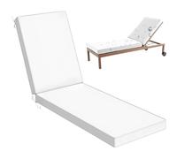 Aocase Coussin pour Chaise Longue de Jardin Tapis de Plage léger, Pliable, et réglable, Dossier, Coussin Bain de Soleil pour Les Vacances Jardin Camping Parc Festivals,White 40,183x53x5cm