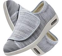 Aocase Diabetique Chaussure, Pantoufles diabétiques Marche Chaussures d'œdème réglables diabétique orthopédique Chausson à Fermeture Facile,Light Grey,40 EU