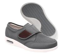 Aocase Homme Femme Ajustable Scratch Ultra-Large Chaussures Large et Confortable pour Pieds Gonflés Chaussures Chaussons Diabétique Chaussures pour Femmes,Gris,45 EU