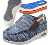 Aocase Hommes Chaussures Diabétiques Chaussures Orthopédiques Extra Larges Chaussures Antidérapant Respirant Bandagerééducation avec Chaussettes pour Senior Pieds enflés,Light Blue,44.5EU