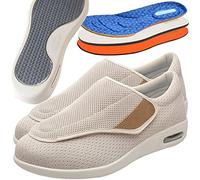 Aocase Hommes Chaussures Diabétiques Chaussures Orthopédiques Extra Larges Chaussures Antidérapant Respirant Bandagerééducation avec Chaussettes pour Senior Pieds enflés,Kaki,40.5EU