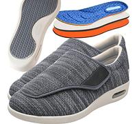 Aocase Hommes Chaussures Diabétiques Chaussures Orthopédiques Extra Larges Chaussures Antidérapant Respirant Bandagerééducation avec Chaussettes pour Senior Pieds enflés,Dark Grey,43.5EU