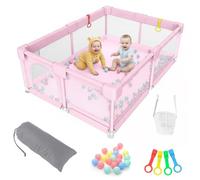 Aocase Parc Bebe, Parcs Bébé en Tissu Oxford, Petit Enfant avec Barrières, Stable Parc pour Bebe avec 4 Ventouses Inférieures, Centre d'activités pour Enfants avec Porte Zippée,Rose,130x130x65cm